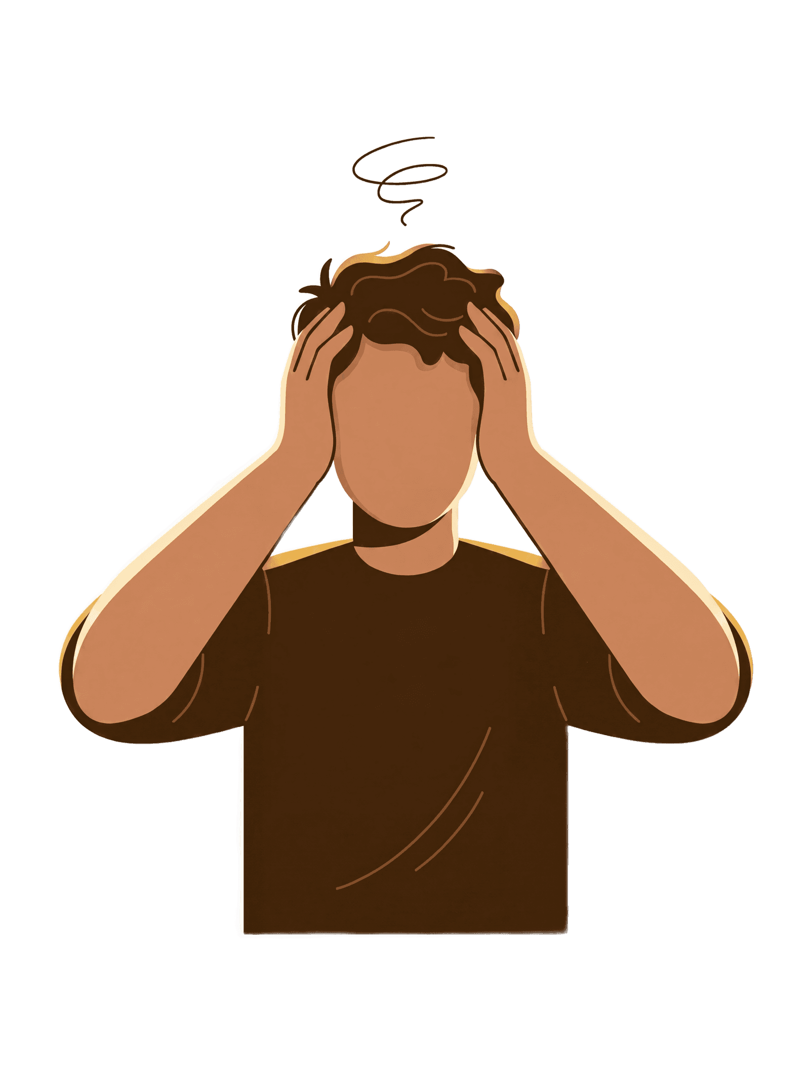 A person overwhelmed by questions about choosing a hearing aid