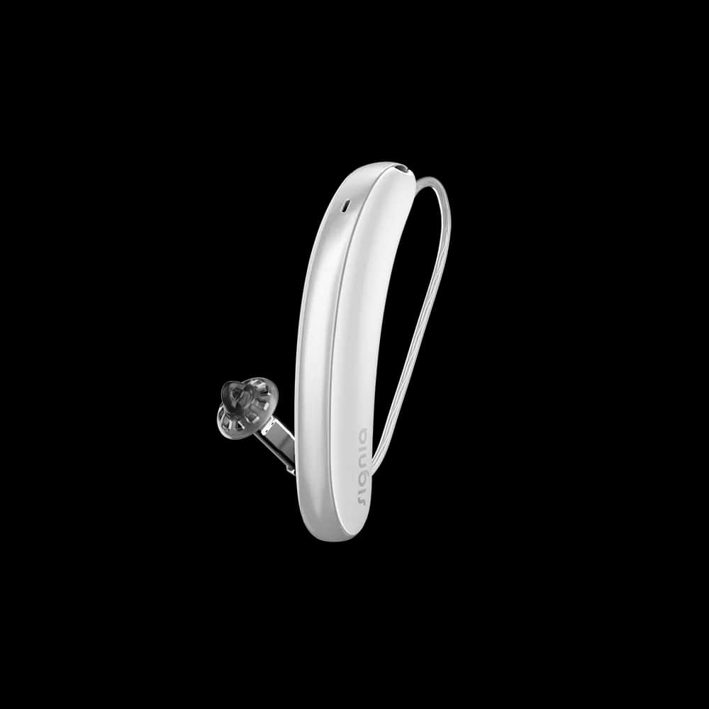 Signia Styletto 3IX hearing aid in Snow White & Silver